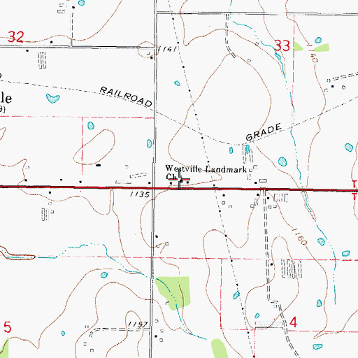 Topographic Map of Westville Landmark Church, OK