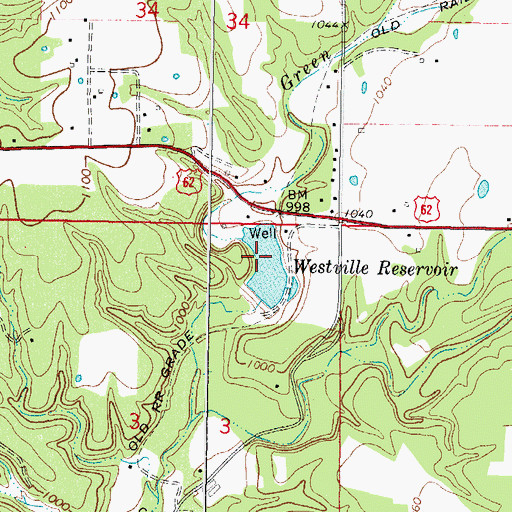 Topographic Map of Westville Reservoir, OK