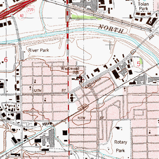 Topographic Map of Westwood Elementary School, OK