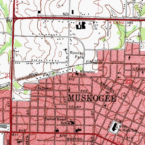 Topographic Map of Wheatley School, OK