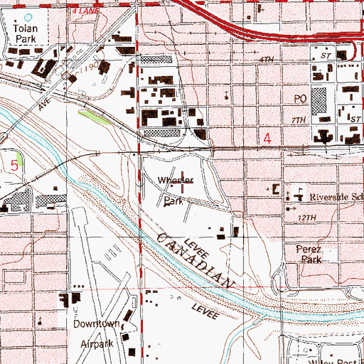 Topographic Map of Wheeler Park, OK