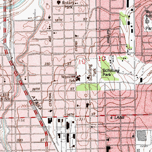 Topographic Map of Wheeler Community Learning Center, OK