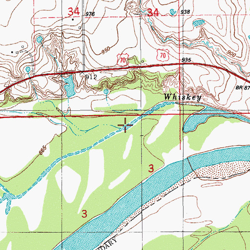 Topographic Map of Whiskey Creek, OK