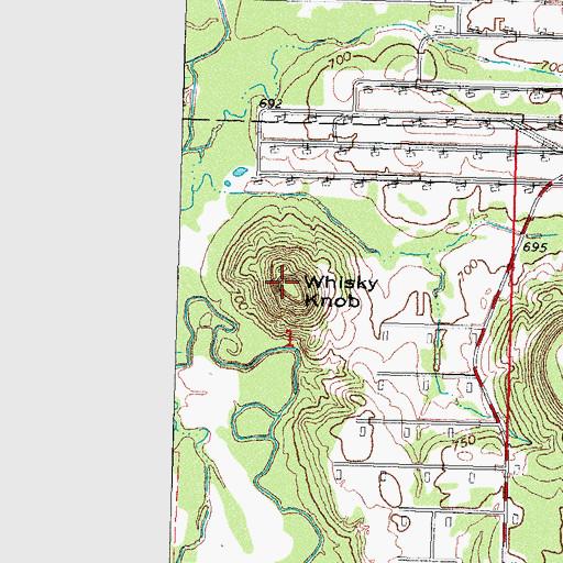 Topographic Map of Whiskey Knob, OK