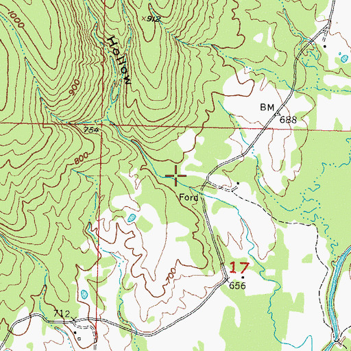Topographic Map of Whisky Hollow, OK