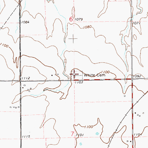Topographic Map of White Cemetery, OK