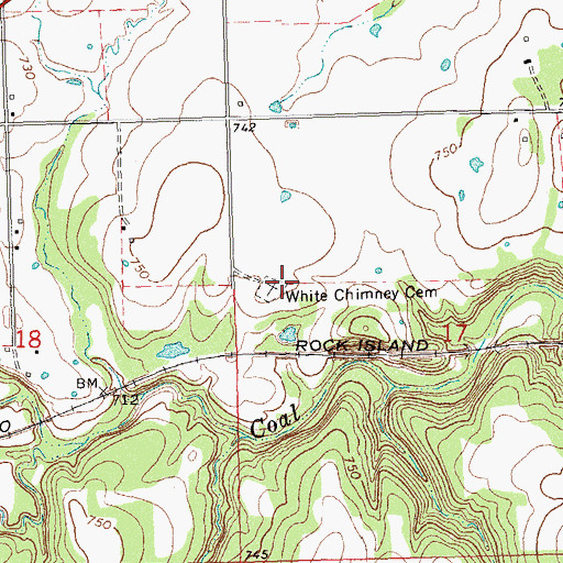 Topographic Map of White Chimney Cemetery, OK