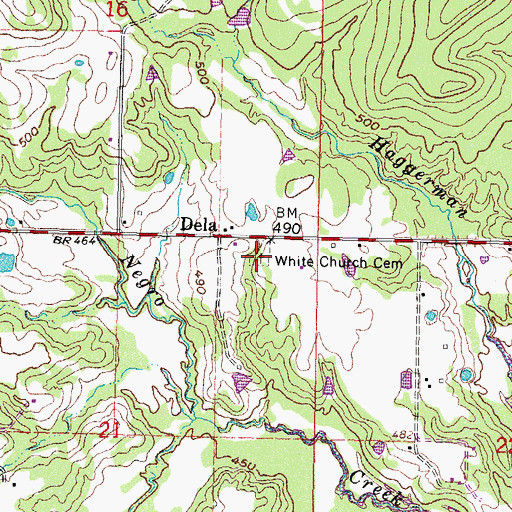 Topographic Map of White Church Cemetery, OK