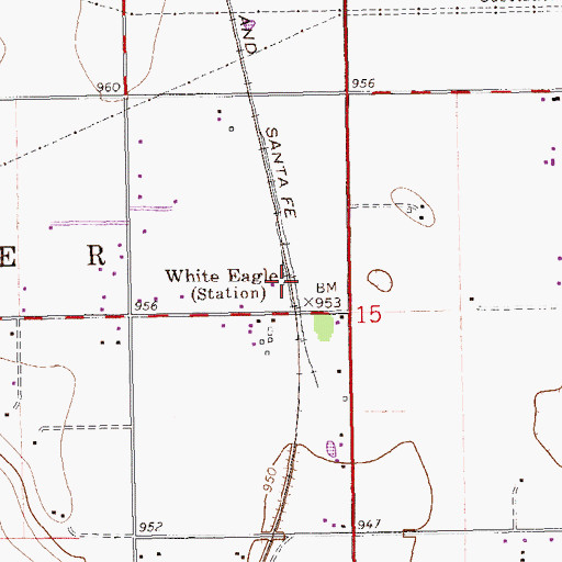 Topographic Map of White Eagle, OK