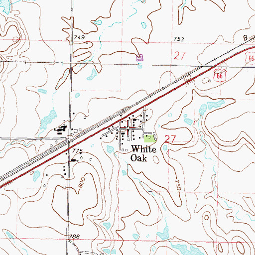 Topographic Map of White Oak, OK