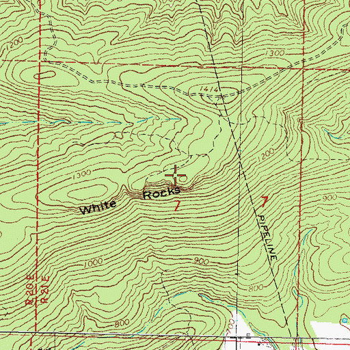 Topographic Map of White Rocks, OK