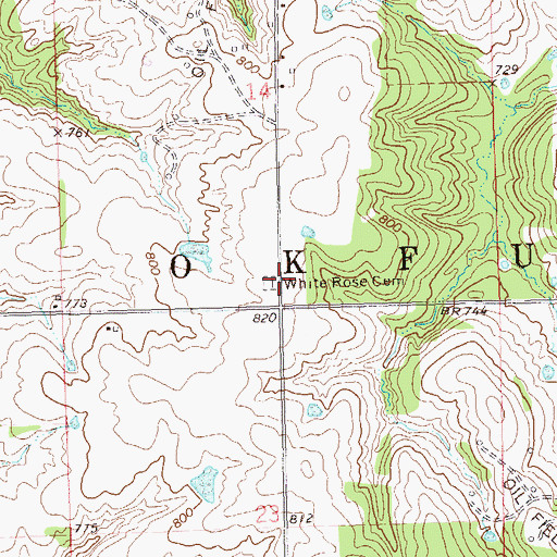 Topographic Map of White Rose Cemetery, OK