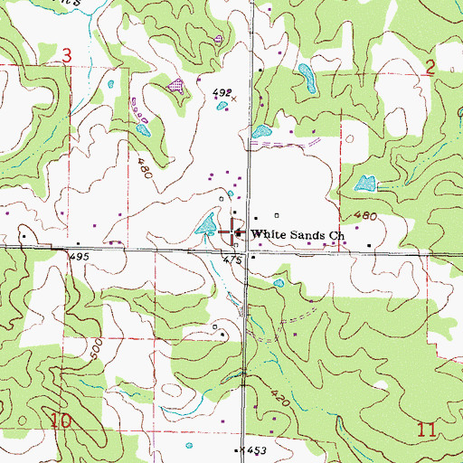 Topographic Map of White Sands Church, OK