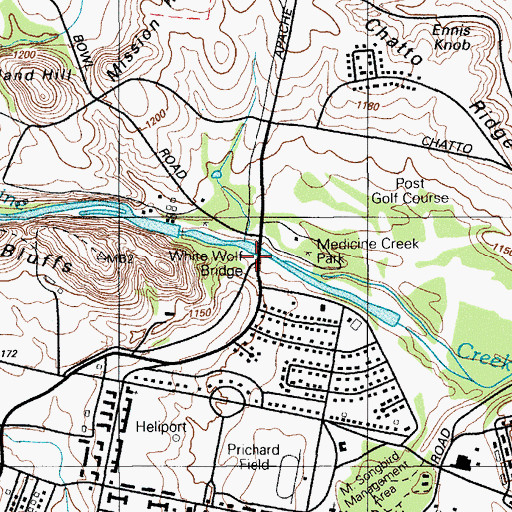 Topographic Map of White Wolf Bridge, OK
