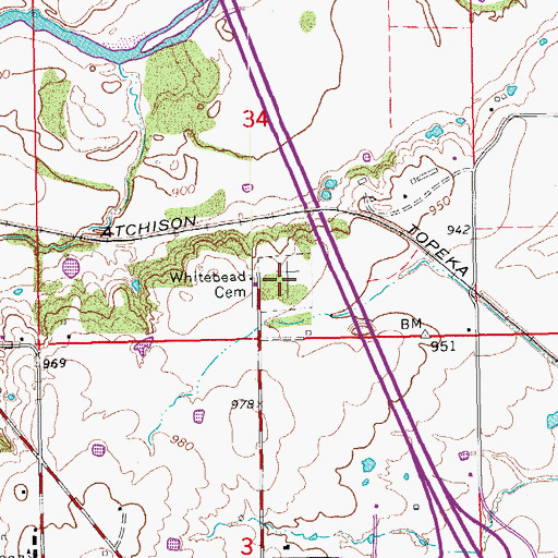 Topographic Map of Whitebead Cemetery, OK