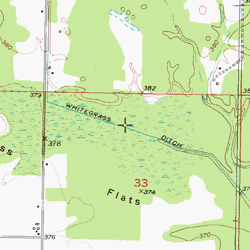 Topographic Map of Whitegrass Ditch, OK