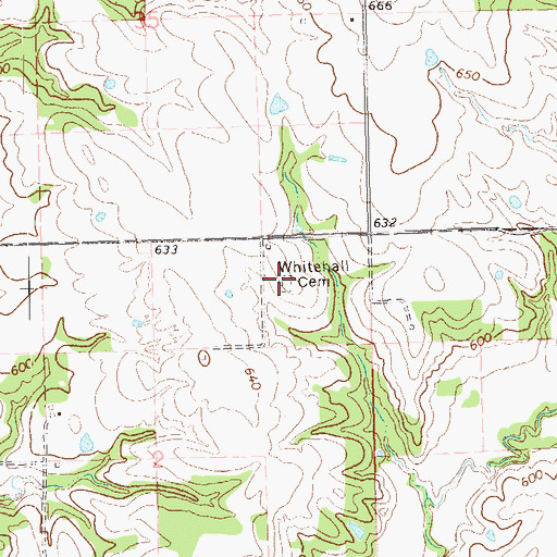 Topographic Map of Whitehall Cemetery, OK