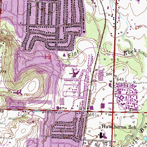 Topographic Map of Whitman Elementary School, OK