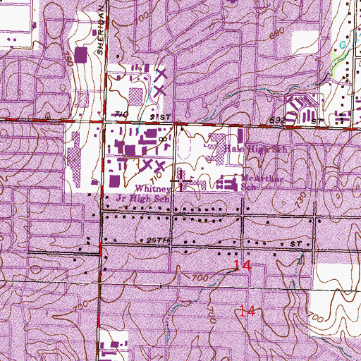 Topographic Map of Hale Junior High School, OK
