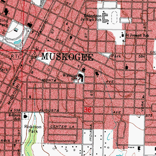 Topographic Map of Whittier Elementary School, OK