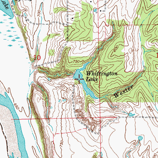 Topographic Map of Whittington Lake, OK