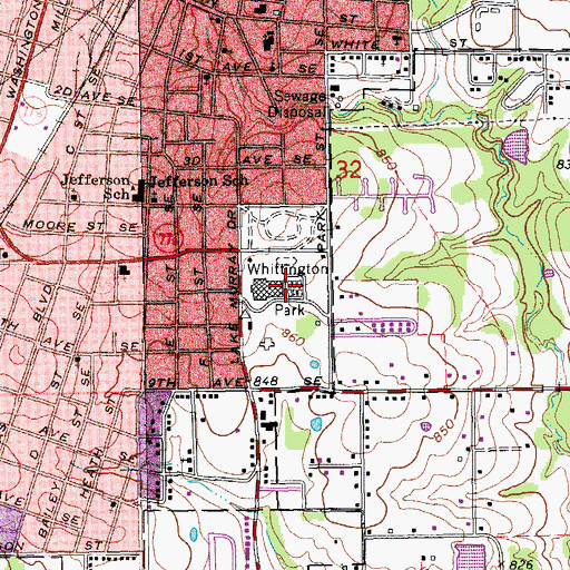 Topographic Map of Whittington Park, OK