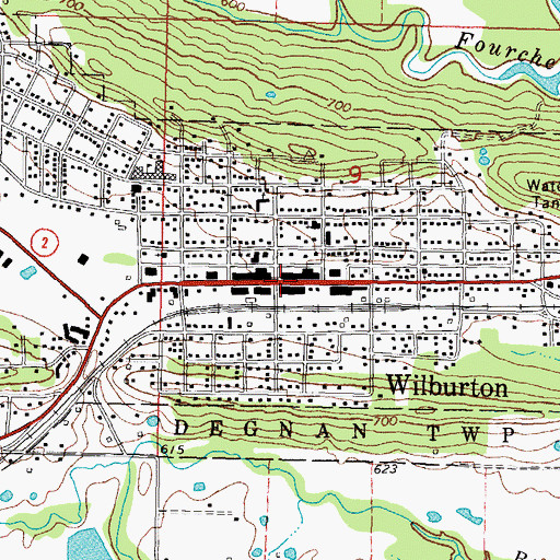 Topographic Map of Wilburton, OK