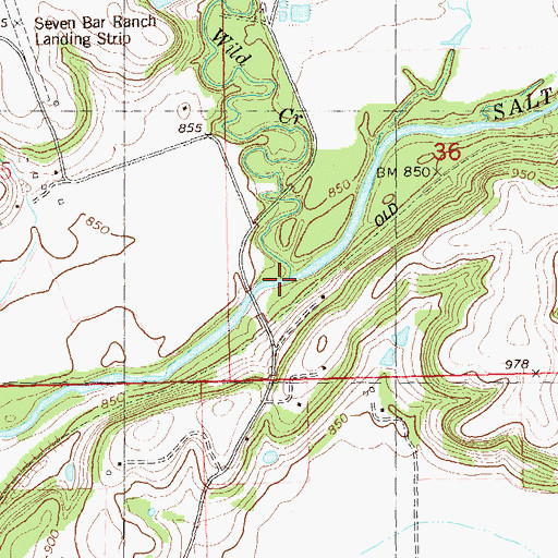 Topographic Map of Wild Creek, OK