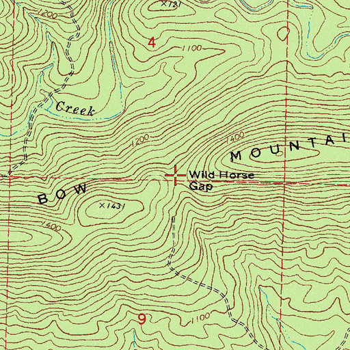 Topographic Map of Wild Horse Gap, OK