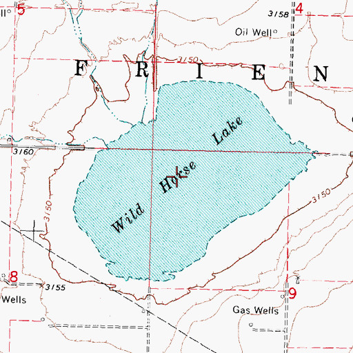 Topographic Map of Wild Horse Lake, OK