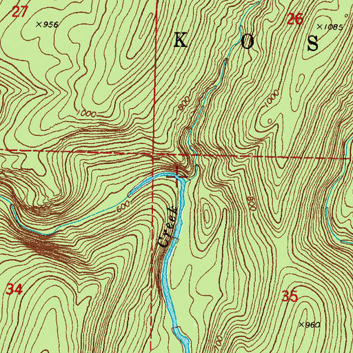 Topographic Map of Wildcat Creek, OK