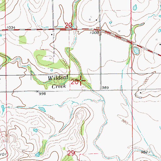 Topographic Map of Wildcat Creek, OK