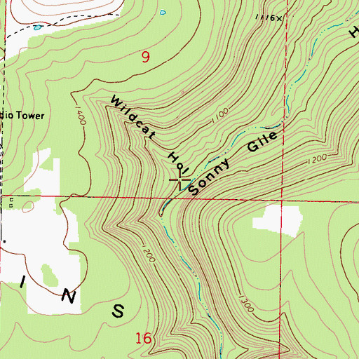 Topographic Map of Wildcat Hollow, OK