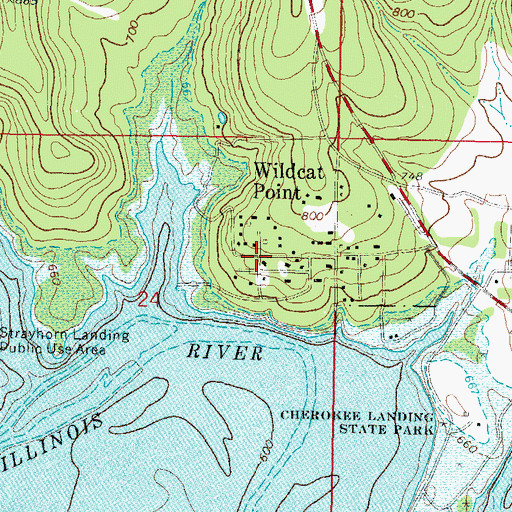Topographic Map of Wildcat Point, OK