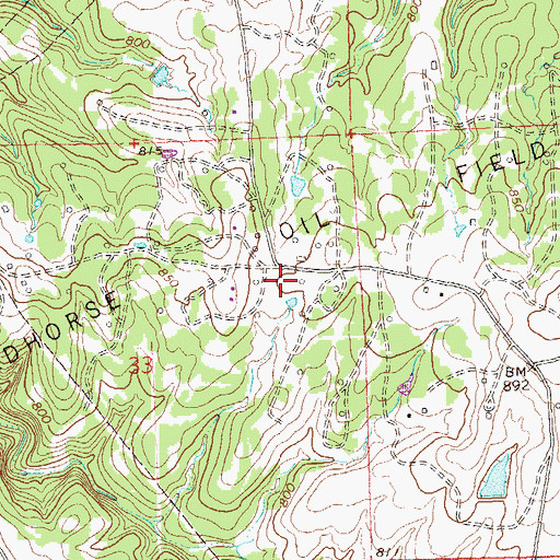 Topographic Map of Wildhorse Oil Field, OK