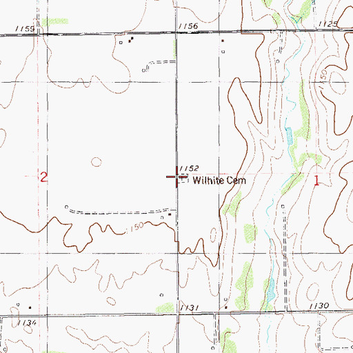 Topographic Map of Wilhite Cemetery, OK