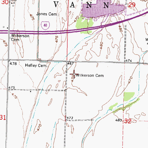 Topographic Map of Wilkerson Cemetery, OK