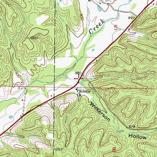 Topographic Map of Wilkerson Hollow, OK