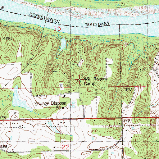 Topographic Map of Will Rogers Camp, OK