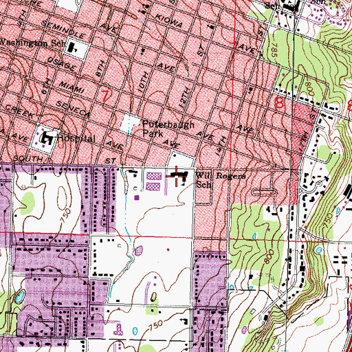 Topographic Map of Will Rogers Elementary School, OK