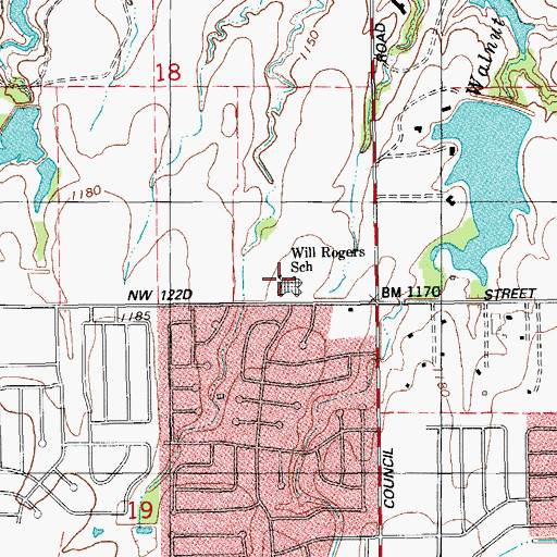 Topographic Map of Will Rogers Elementary School, OK