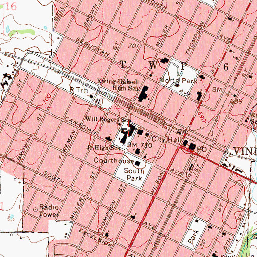 Topographic Map of Will Rogers Elementary School, OK