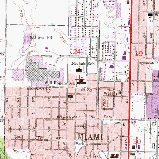 Topographic Map of Will Rogers Middle School, OK