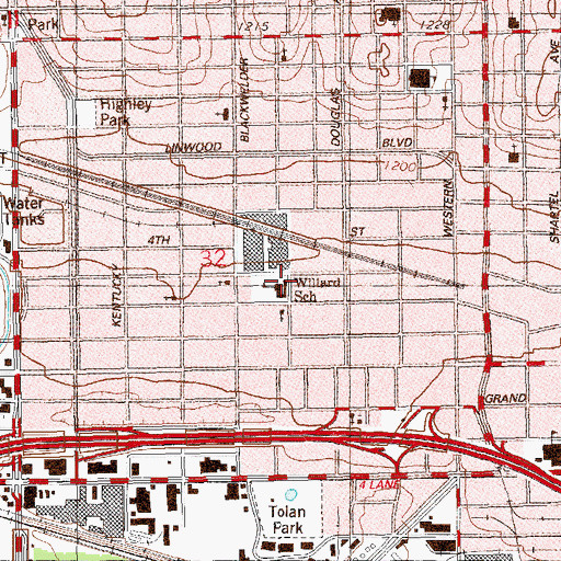 Topographic Map of Willard Center, OK