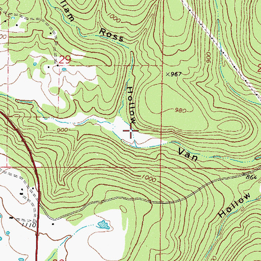 Topographic Map of William Ross Hollow, OK
