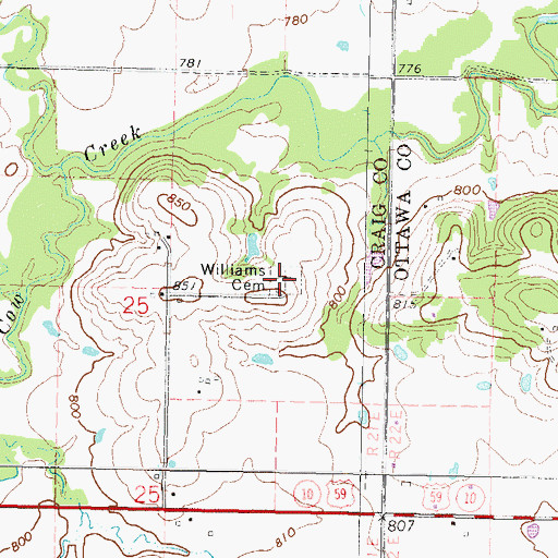 Topographic Map of Williams Cemetery, OK