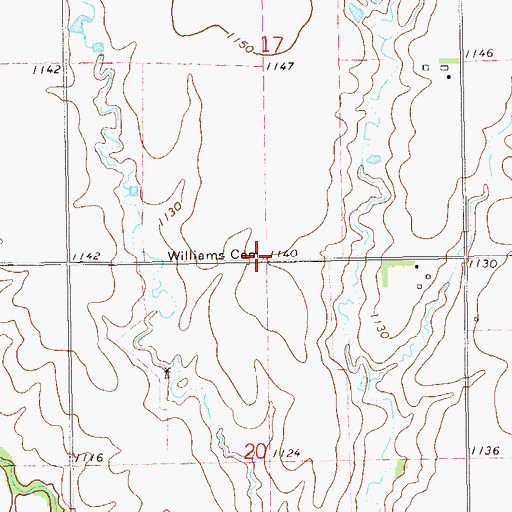 Topographic Map of Williams Cemetery, OK
