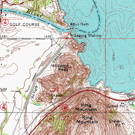 Topographic Map of Williams Peak, OK