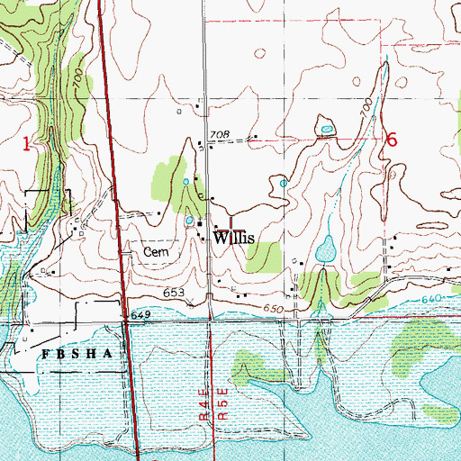 Topographic Map of Willis, OK