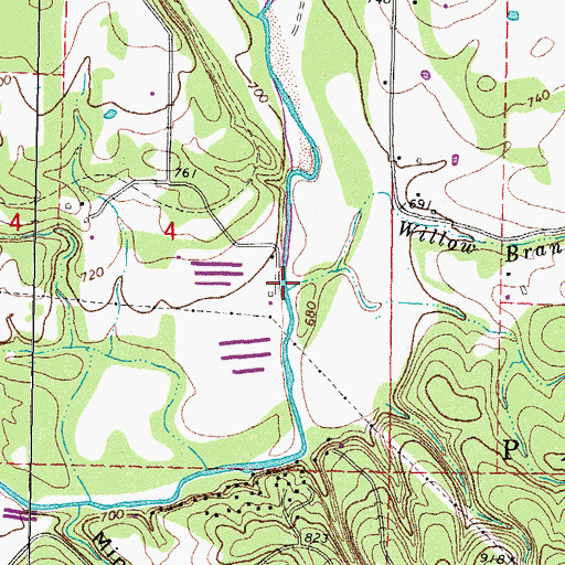Topographic Map of Willow Branch Creek, OK